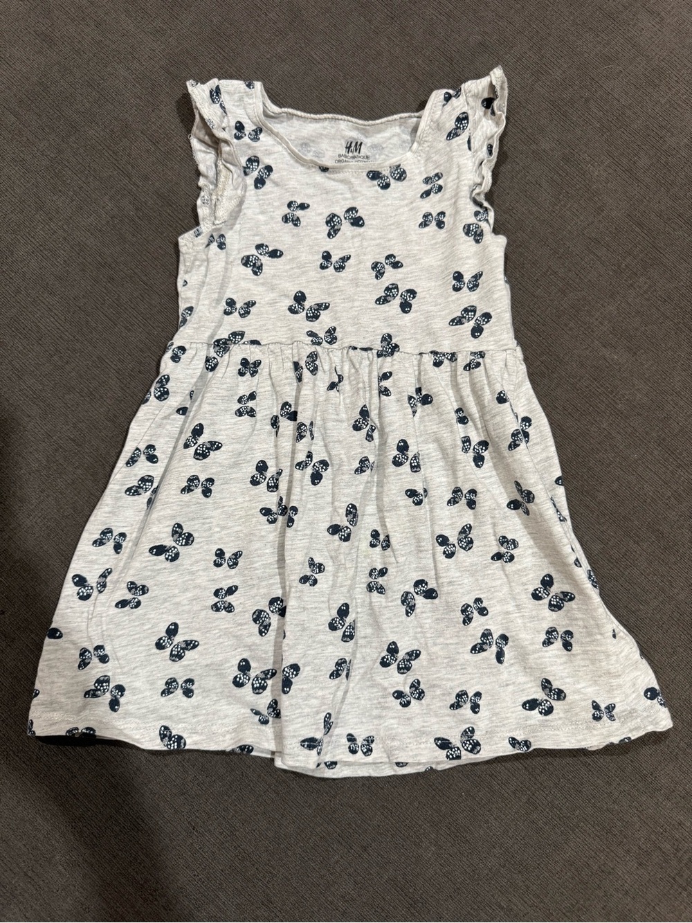H&M White Dress with Navy Butterfly Print
